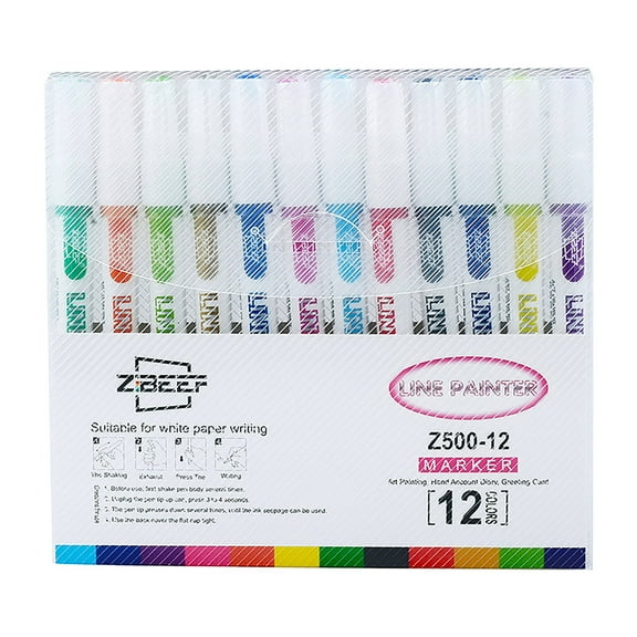 Dvumao Classroom Supplies, 12-color Double Line Outline Pen Set For Student Drawing Graffiti Marker 5ml, Teens Gift