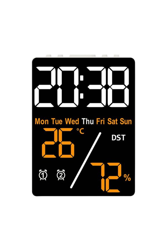 Classroom Supplies, LED Screen Concise Clock Multifunctional Digital Clock Display Date Week Temperature Humidity Daylight Saving Times Adjustable Brightness Two Alarm Settings, Teens Gifts