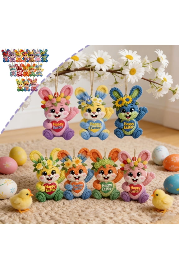 Easter Decorations, 15pcs Cute Easter Bunny Easter Egg Hanging Ornament 2D Flat Ornament Keychain Small Pendant For Car Rearview Mirror Or Backpack Suitable For Easter Decoration, Man Gifts
