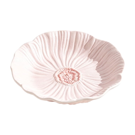 Dvumao Flower Shaped Ceramic Plate Embossed Petal Design 8 Inch Tableware Set