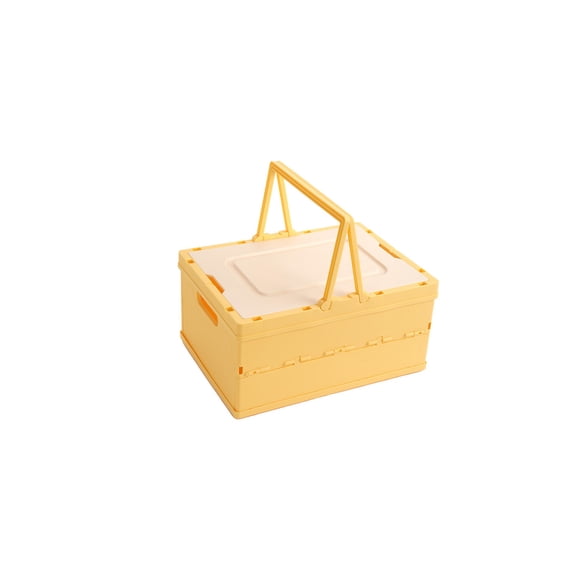 Dvumao Foldable Storage Box with Lid, Multi-Function Camping Organizer Basket, Waterproof Plastic Crate with Handle for Car Trunk, Picnic & Home