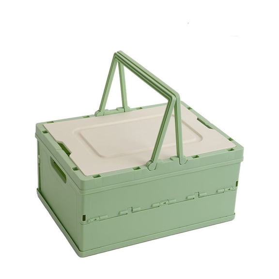 Dvumao Foldable Storage Box with Lid, Multi-Function Camping Organizer Basket, Waterproof Plastic Crate with Handle for Car Trunk, Picnic & Home