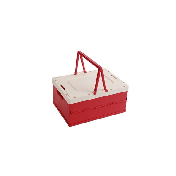 Dvumao Foldable Storage Box with Lid, Multi-Function Camping Organizer Basket, Waterproof Plastic Crate with Handle for Car Trunk, Picnic & Home