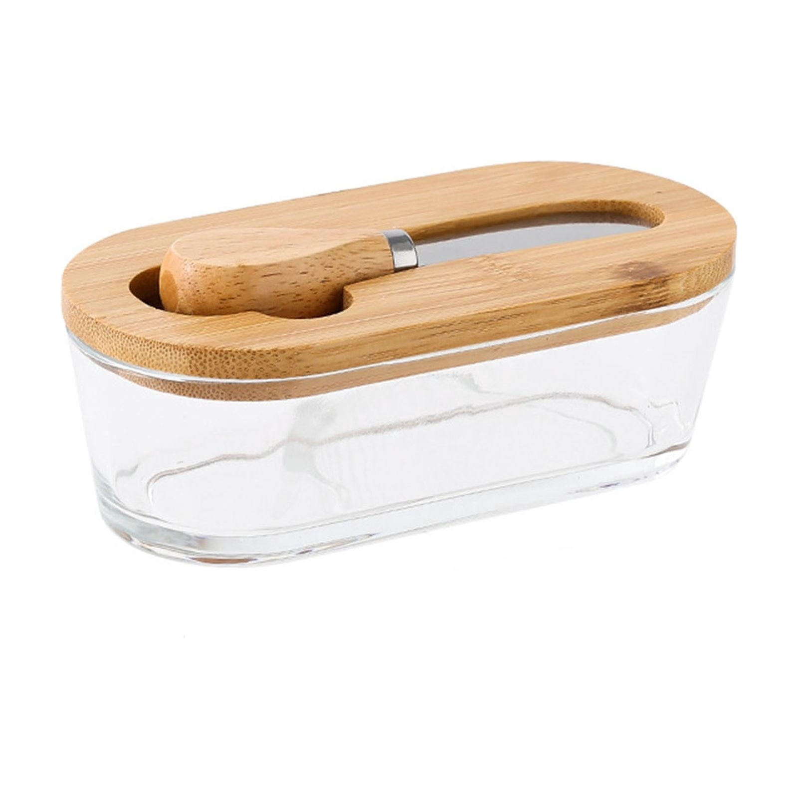 Dvumao Glass Box With Built In Knife 2 Styles Wooden Lid Container For ...
