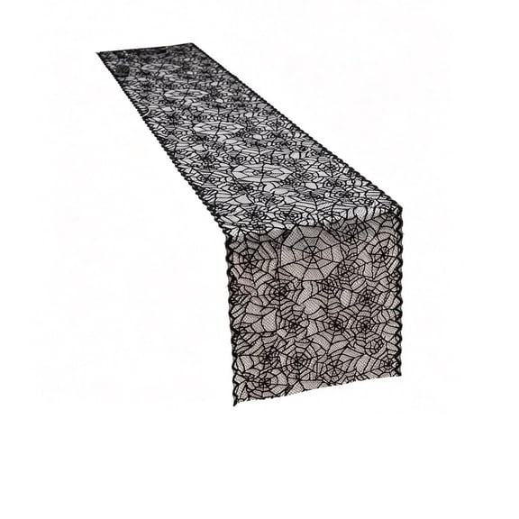 Dvumao Halloween Web Lace Table Runner Sheer Mesh Table Scarf With Scalloped Edges Spooky Holiday Decor For Dining Table Fireplace Mantel Party Decorations