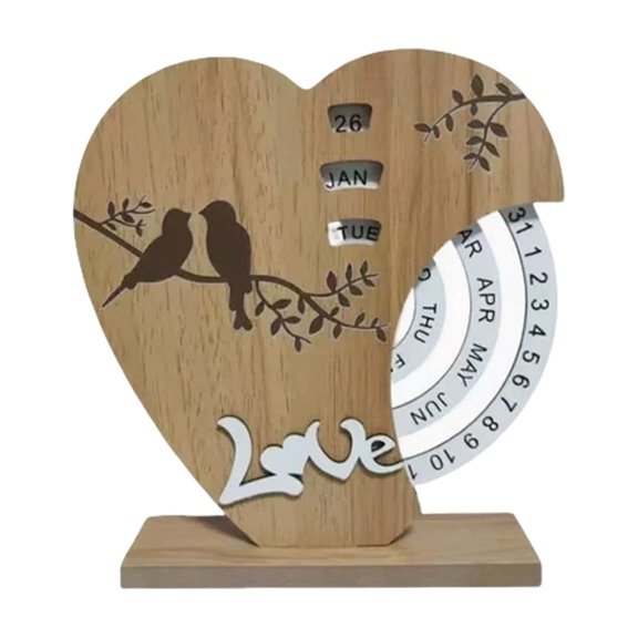 Dvumao Heart Shaped Perpetual Desk Calendar Manual Rotatable Forever Table Calendar Elegant Desktop Decor Ornament For Home Office Study Table Display Meaningful Gift