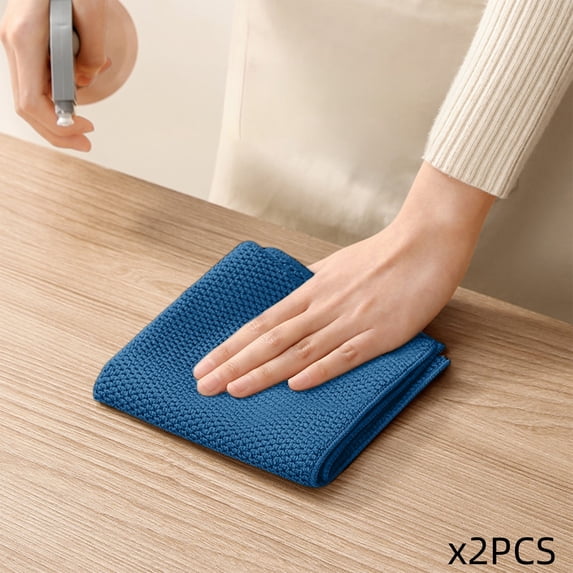 Dvumao Home Decor, 2 Pack Thick Microfiber Cleaning Cloths Kitchen Dishes Towels Highly Absorbent Reusable Scrubbing Pads For Dishes Counter Car Glass Furniture