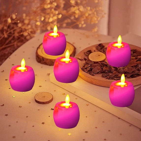 Dvumao Home Decor, 6pcs Flameless LED Lights Apples Candle Lights Battery Powered Simulated Electrics Candle For Desktop Decoration Halloween Christmas Decoration