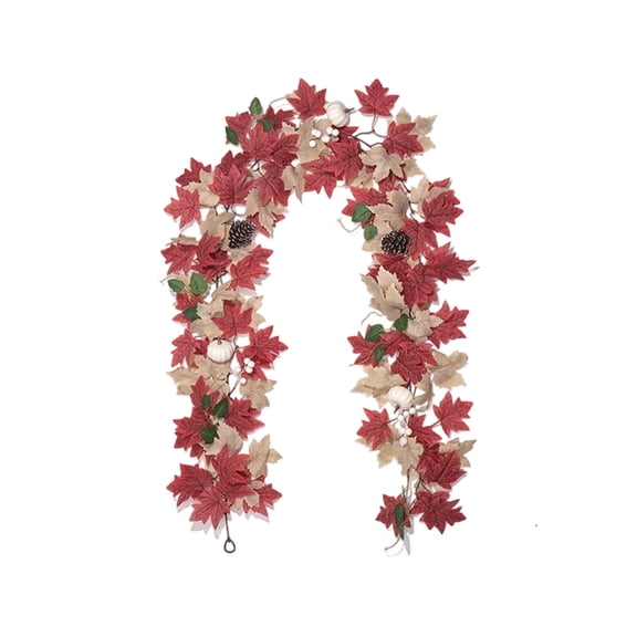 Dvumao Home Decor, Artificial Maple Leaves Vines Pumpkins Pinecones Red Berries And Fall Leaves Rattan-Style Thanksgiving Window Display Decorations