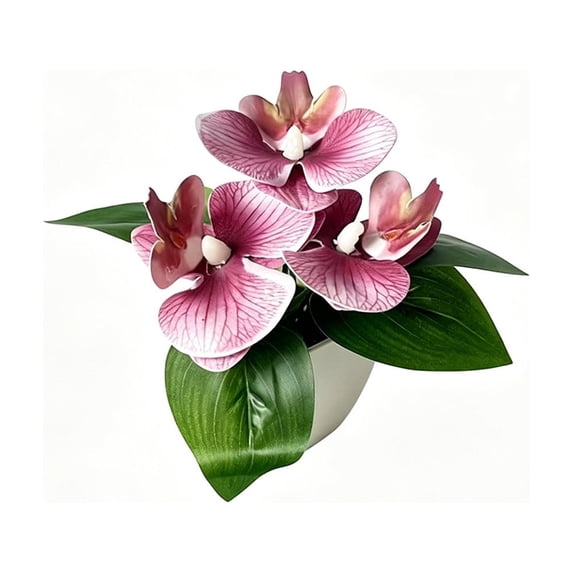 Dvumao Home Decor, Artificial Phalaenopsis Orchid Potted Plants Set With 7 Flowers Home Decor Orchid Wedding Fake Flower Set Ornament Decoration