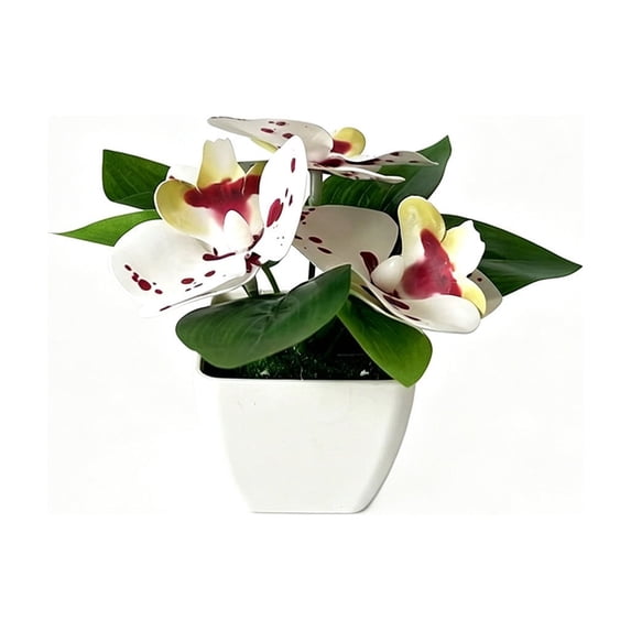 Dvumao Home Decor, Artificial Phalaenopsis Orchid Potted Plants Set With 7 Flowers Home Decor Orchid Wedding Fake Flower Set Ornament Decoration