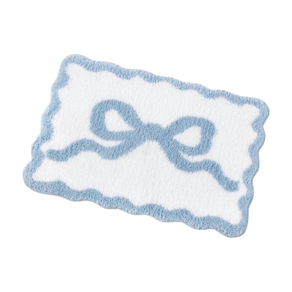 Dvumao Home Decor, Bow Bath Mat Bathroom Rug Cute Scalloped Rugs Non Slide Floor Carpet Microfiber Bathmat Soft Super Absorbent 18x25 Inch