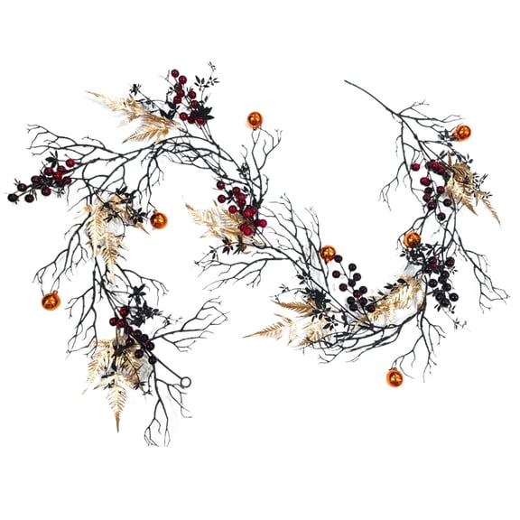 Dvumao Home Decor, Halloween Black Leaves Garland Halloween Floral Garland Black Flower Garland