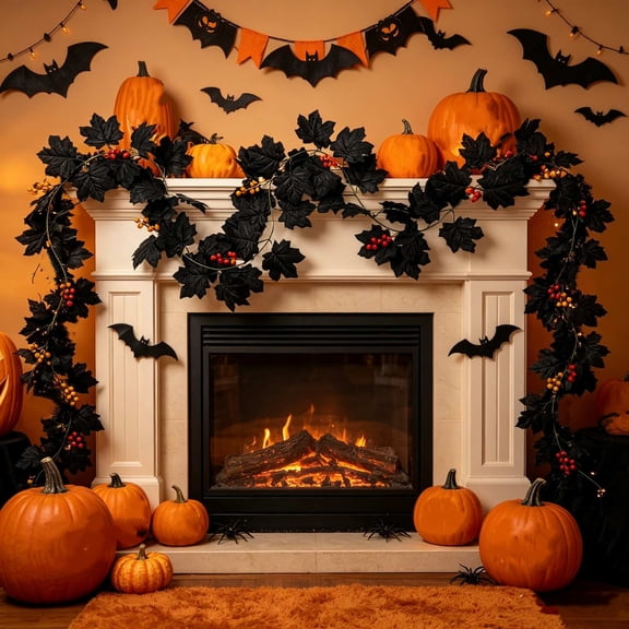Dvumao Home Decor, Halloween Black Maple Leaf String Lights For Thanksgiving Party Decorations