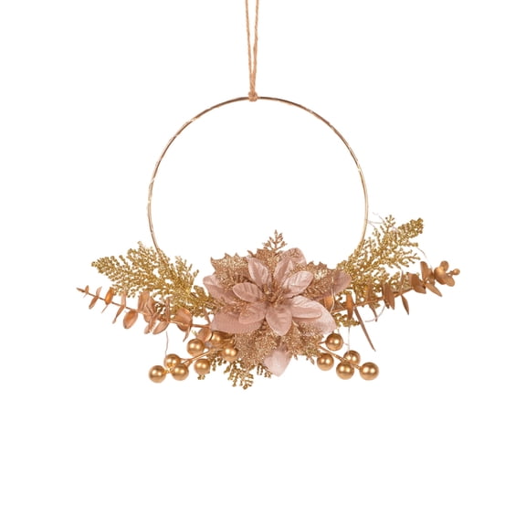 Dvumao Home Decor, Independence Day Color Artificial Flower Pines Needle Wreath With LED Lights Metal Ring Hanging Decor For Wall Window And Porch, Mom Gifts