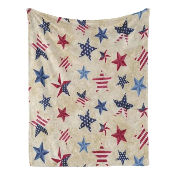 Dvumao Home Decor, Independence Day Flannel Throw Blanket America Flag Star Stripe Flannel Blanket Soft Warm Red Blue Star Summer Throw Blanket For Bed Couch Bed Sofa, Man Gifts