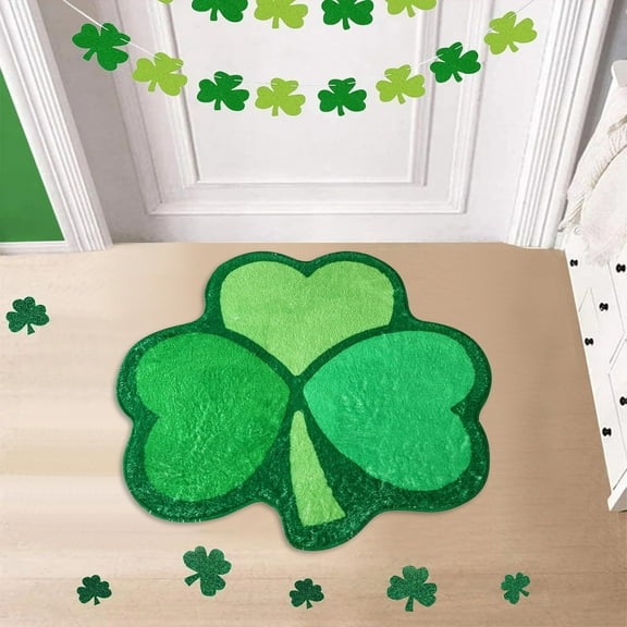 Dvumao Home Decor, St. Patrick's Bathroom Rug Sham's Interior Decorations Irish Non Slip Plushs Welcome Doormat Luck Shamrocks Bathtub Rug St. Patrick's Day Decorations, Man Gifts