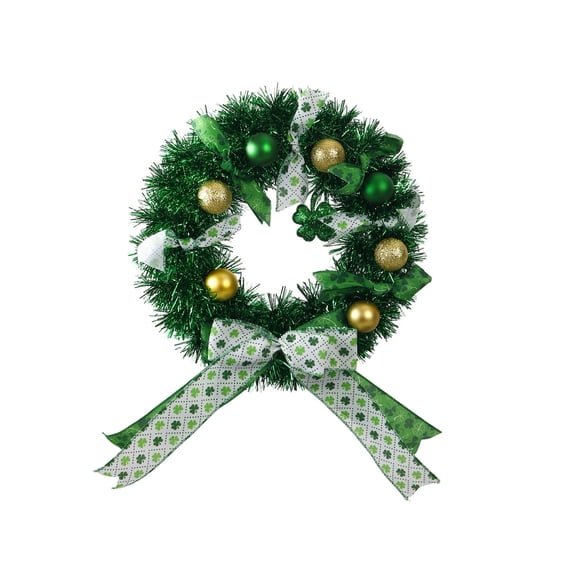 Dvumao Home Decor, St. Patrick’s Day Shamrocks Bow Wreath Green Irish Decoration For Front Door Mantel Or Party Backdrops