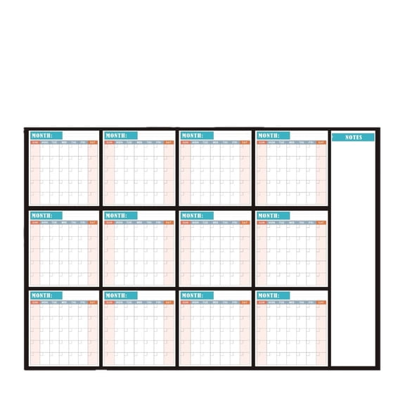 Dvumao Home Decor, Undated 12 Month Wall Calendar Planner Erasable Annual Schedule Board