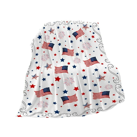 Dvumao Home Decoration, Independence Day Blanket Party Blanket Flannel Bed Blanket USA Flag Day Themed Sofa Throw Blanket