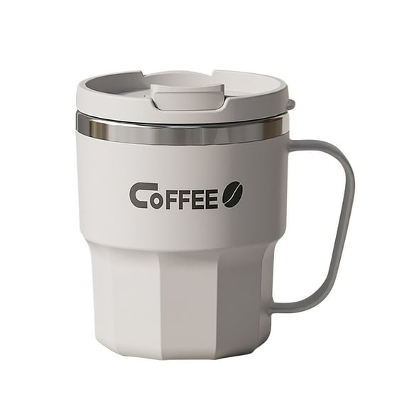 Dvumao 13oz Stainless Steel Coffee Mug with Lid - Double-Wall Insulated Water Cup for Hot & Cold Drinks(White, 400ml)