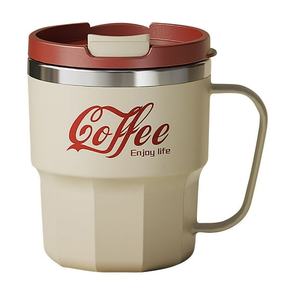 Dvumao 13oz Stainless Steel Coffee Mug with Lid - Double-Wall Insulated Water Cup for Hot & Cold Drinks(Yellow, 400ml)