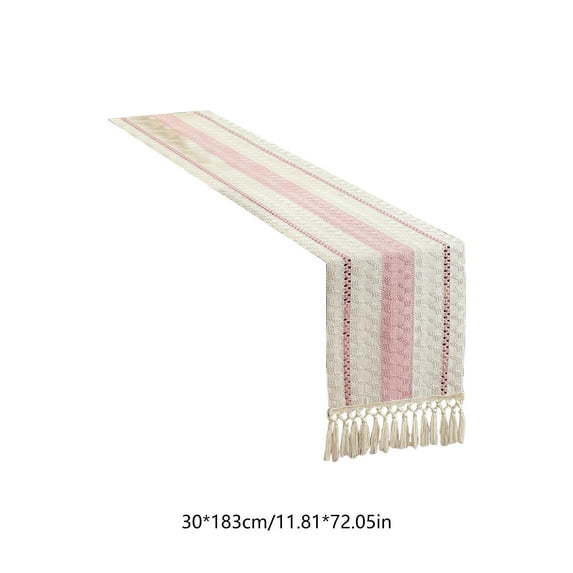 72.05 Inch Tablecloth Valentines Day Decorations, Boho Table Runner Macrame Table Runner with Tassels Woven Table Runner for Rectangle Tables Coffee Lines