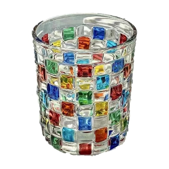 Dvumao Hand-Painted Crystal Whiskey Glass, Colored Tumbler for Scotch, Bourbon & Cocktails