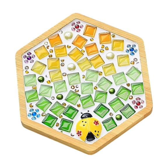 Dvumao Kitchen Accessories, Crafts Mosaicss Tile Set Wooden Cup Mats Mixed Color Mosaicss Set Crafts Pack 6ml, Man Gifts