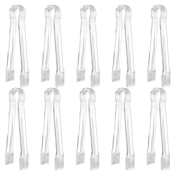 Dvumao 10-Pack Disposable Plastic Ice Tongs – 6.3-Inch Clear Food Clips for Ice Cubes, Salad & Snacks