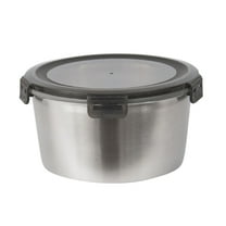 Dvumao Kitchen Accessories, Stainless Steel Mixing Bowl Food Storage For Household Refrigerators And Kitchens Non Fresh-keeping Box Circular With Lid Reusable, Women Gifts