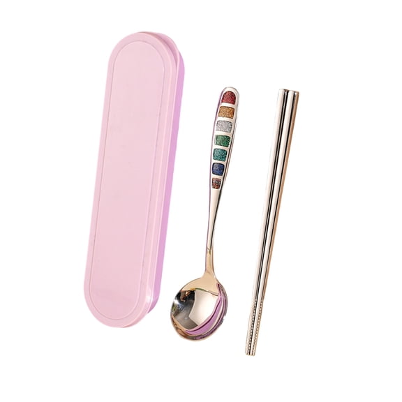 Dvumao Kitchen Utensils, Stainless Steel Portable Cutlery Set Camping Cutlery Box Set Spoon Fork Chopsticks With Storage Box For Campers Office Workers And Students, Gifts for Mom