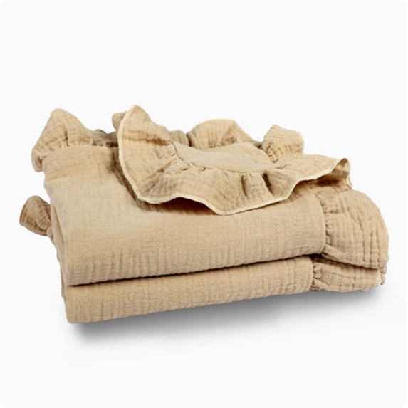 Dvumao Muslin Blanket With Ruffle Soft Breathable Cotton