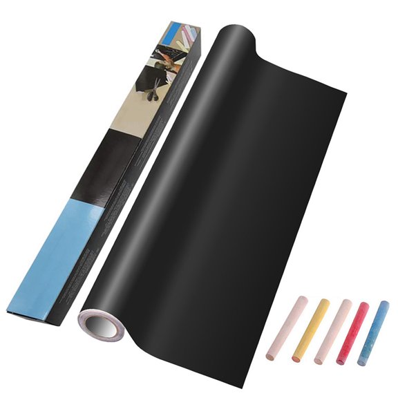 Dvumao Office Supplies, Chalkboard Wall Sticker Rolls 18x79in Wallpaper Stick Chalk Board Contacts Paper DIY Decal Adhesive Blackboard Removable Erasable For Wall Bonuss 5 Chalks, Teens Gifts