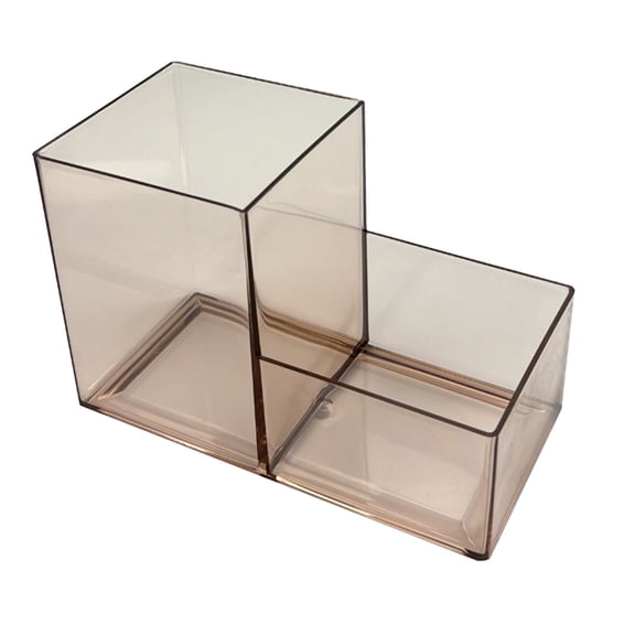 Dvumao Office Supplies, Two Grids Transparent Plastic Pen Holders Stationery Height Partitioned Arrange Storage Box, Gift for Friend