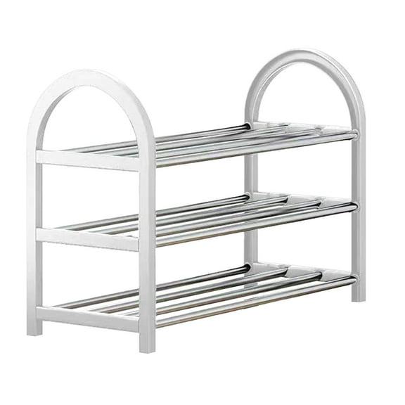 Dvumao Organizers and Storage, 3 Layer Stainless Steel Freestanding Shoe Rack Suitable for Entrance Space Dusts Proof Shoe Cabinet Dormitory Entrance Storage Rack Storage Shoe Rack, Man Gifts