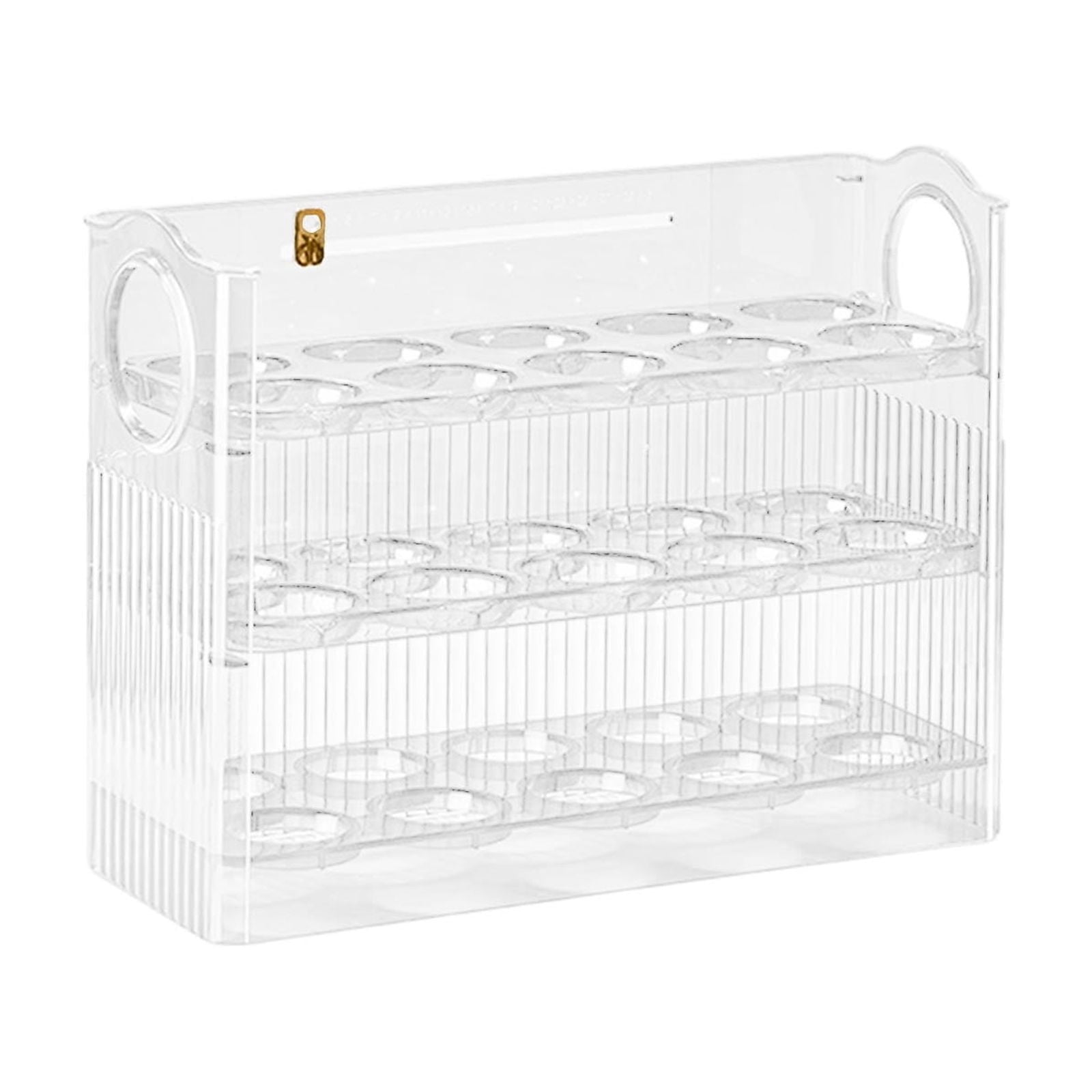 Dvumao Organizers and Storage, Egg Storage Box Refrigerator Side Door Storage Rack Kitchen Egg Tray Fresh Keeping Box Egg Box With Automatic Rebounds On The Side, Man Gifts