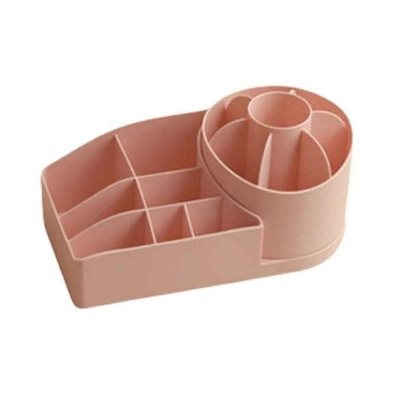 Dvumao Organizers and Storage, Rotating Makeup Organizer Cosmetic Storage Tray with Compartment Makeup Brush Lip Gloss Organizer Case Bathroom Cabinet Vanity Desktop, Mom Gifts