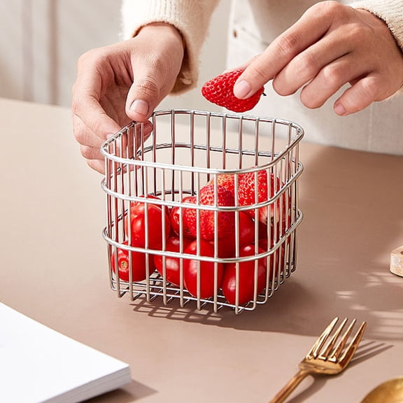 Dvumao Organizers and Storage, Stainless Steel Kitchen Storage Rack Household Storage Basket Fruit Basket Cosmetics Storage Basket Storage Basket, Teens Gifts