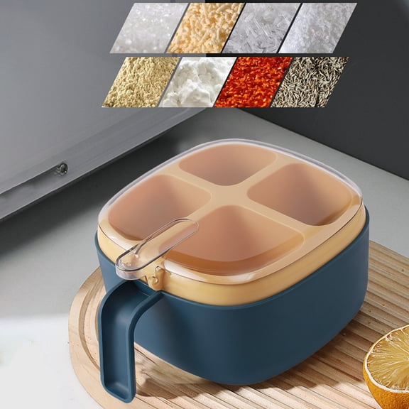 Dvumao Organizers and Storage, Transparent Multi Compartment Dispenser Seasoning Jar Household Seasoning Condiments MSG Seasoning Box Shaker Kitchen Seasoning Jar Storage Box