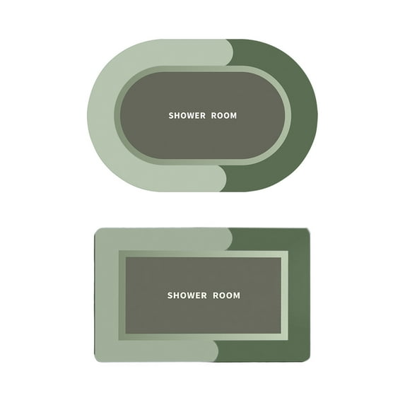 Non-Slip Bathroom Rug Set of 2 – Dvumao Super Absorbent & Quick-Dry Bath Mats with Rubber Backing, Machine Washable for Shower & Tub Area, 15x23in oval + 15x23in square