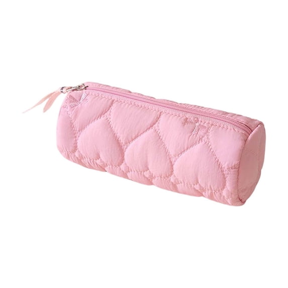 Dvumao Pencil Case Cute Quilted Soft Puffy Pen Bag Portable Zipper Stationery Pouch Makeup Cosmetic Office Nylon 7.48 x 2.95 x 2.95 Inch