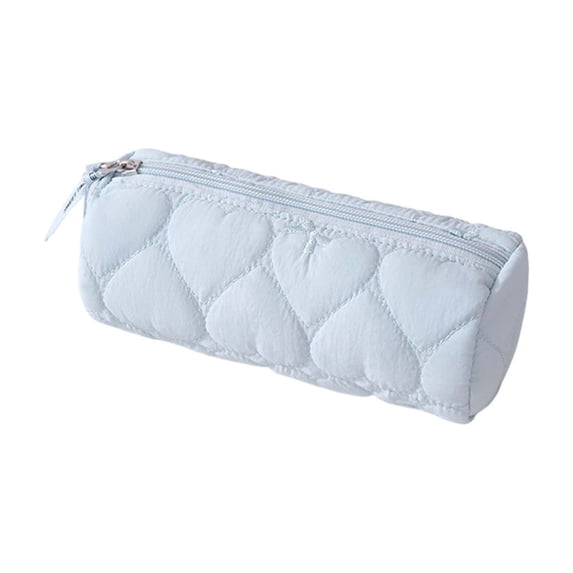 Dvumao Pencil Case Cute Quilted Soft Puffy Pen Bag Portable Zipper Stationery Pouch Makeup Cosmetic Office Nylon 7.48 x 2.95 x 2.95 Inch
