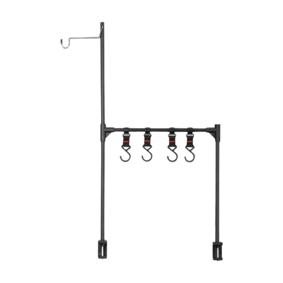 Dvumao Portable Aluminum Alloy Camping Table Side Rack, Foldable Outdoor Storage Shelf with Hooks for Lanterns, Utensils & Grill Tools