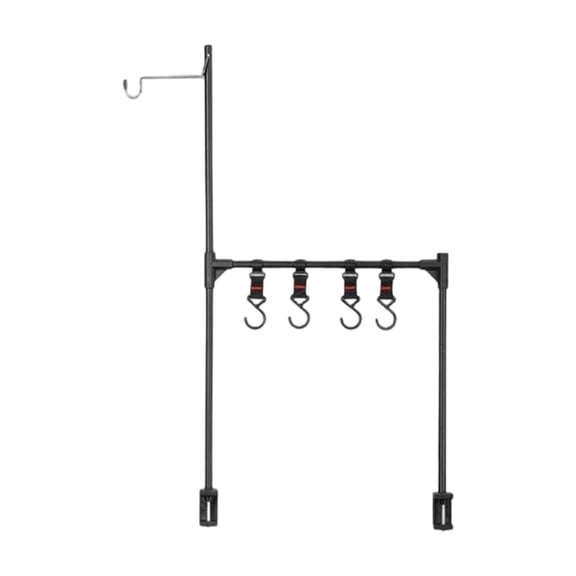 Dvumao Portable Aluminum Alloy Camping Table Side Rack, Foldable Outdoor Storage Shelf with Hooks for Lanterns, Utensils & Grill Tools