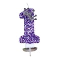 thumbnail image 1 of Dvumao Purple Glitter Number Birthday Candle, 3 Inch Number Cake Topper for Party and Celebration, 1 of 6