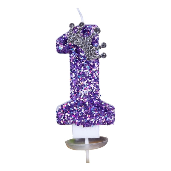 Dvumao Purple Glitter Number Birthday Candle, 3 Inch Number Cake Topper for Party and Celebration