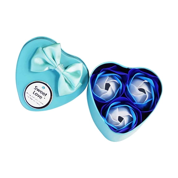 Dvumao Home Decor, 3 Roses Soap Flower Tin Box Valentines Day Gift
