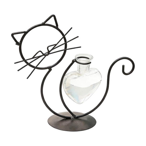Dvumao Room Decor, Concise CatShaped Wrought Iron Flower Arranger Hydroponic Flower Vase Home Decor For Living Room And Dining Table Personalized Ornamental Piece, Women Gifts