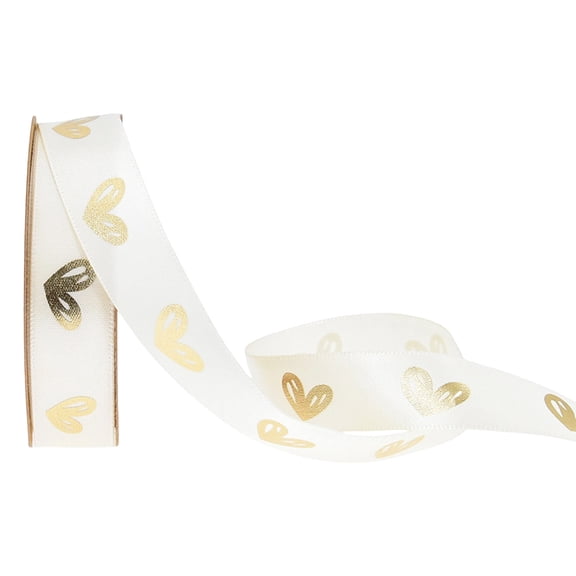 Dvumao Room Decor, Gold Printed Heart Ribbon DIY Handmade Ribbon Baking Satin Ribbon Bouquet Ribbon, Man Gifts